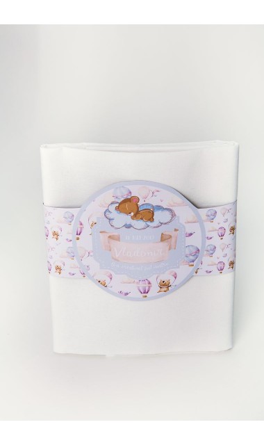 Trusou de botez pentru baieti cu ursuleti si baloane de aer cald, Puf Teddy Bear 3